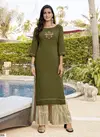 Rose Heavy Rayon Embroidery And Hand Work Kurti With Rayon Print Sharara Designer Collection 8001-8006